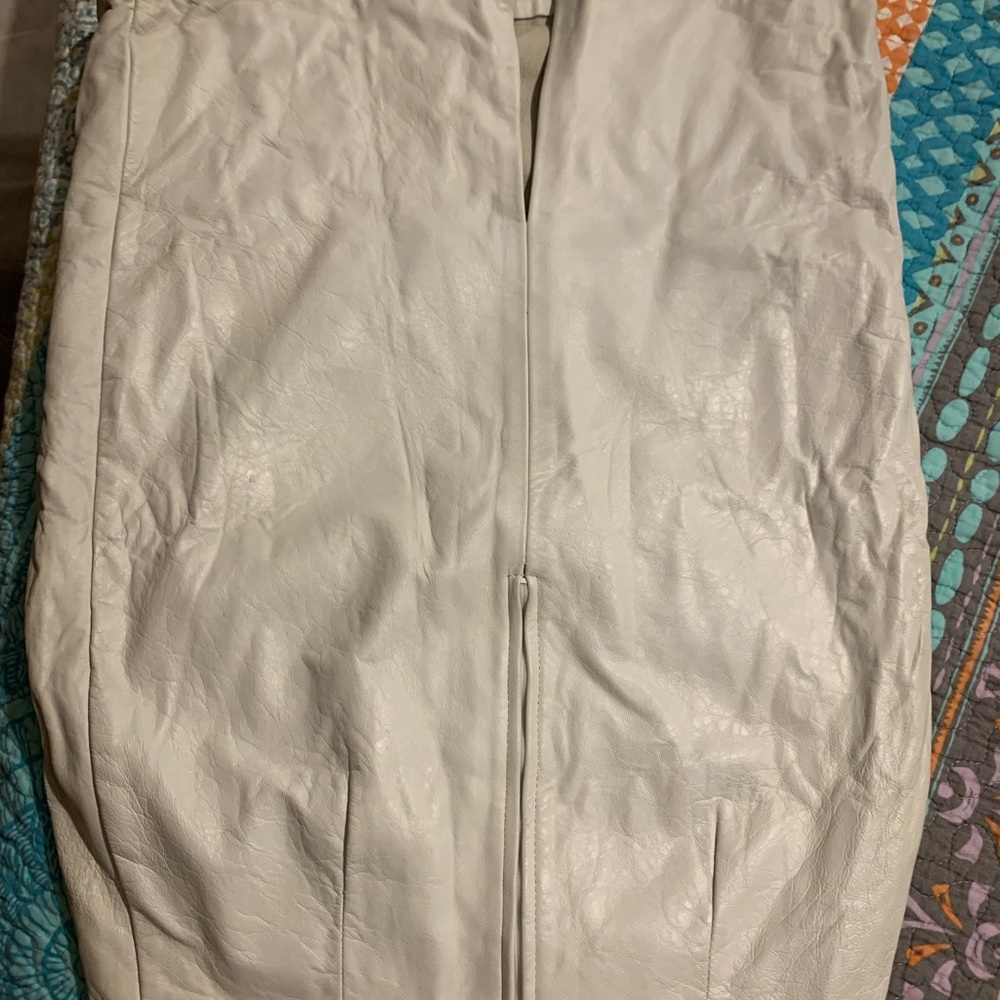 Cream color  leather skirt